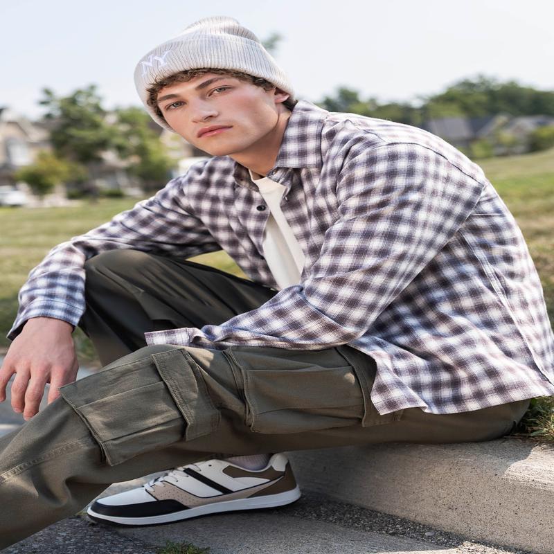 Plaid Flannel Boxy Button-Up Top