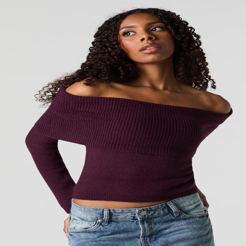 Soft Knit Off Shoulder Sweater