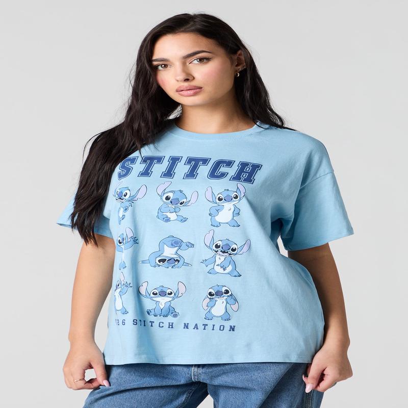 T-shirt coupe garonne  imprim Stitch Nation