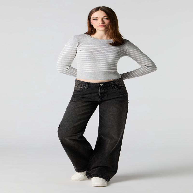 Washed Black Low Rise Skater Jean