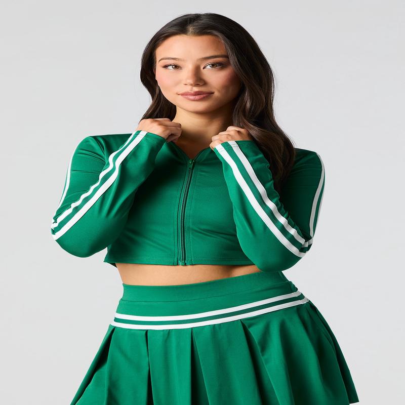 Active Contrast Striped Hoodie