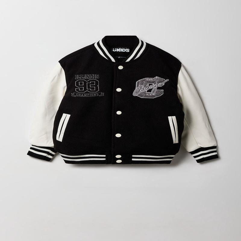 Blouson de style universitaire avec motif brod pour garon