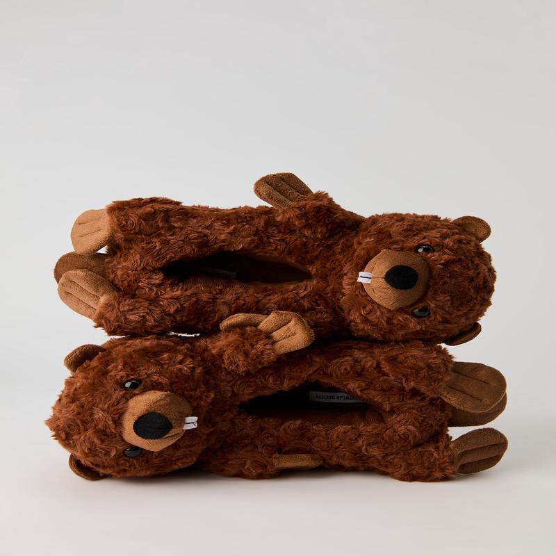 Faux Fur 3D Beaver Slipper