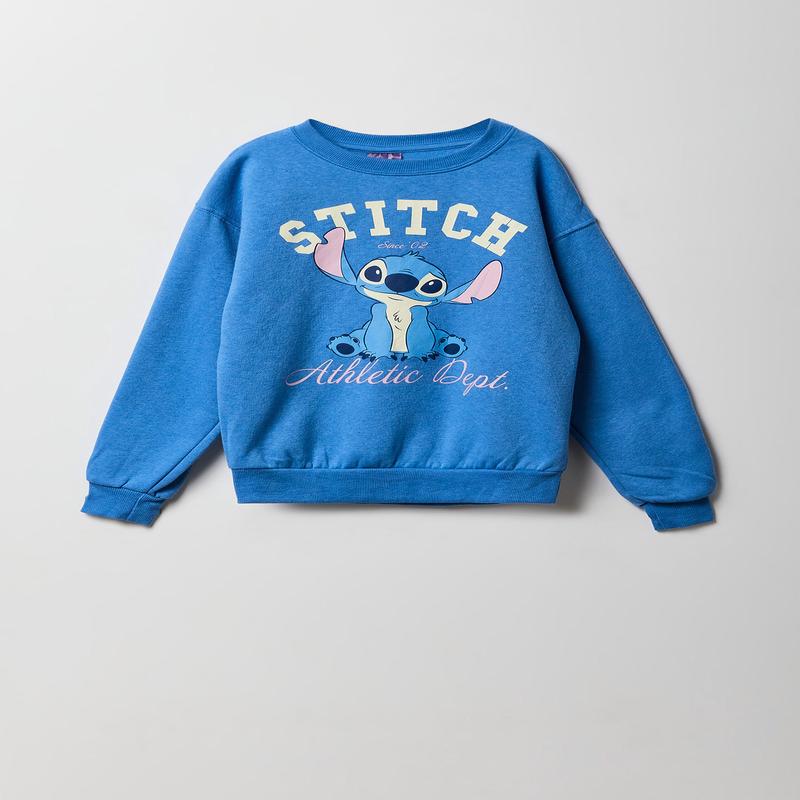 Kids Blue Stitch Graphic Fleece Sweatshirt