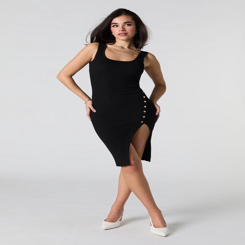 Minirobe ctele avec fente et boutons latraux