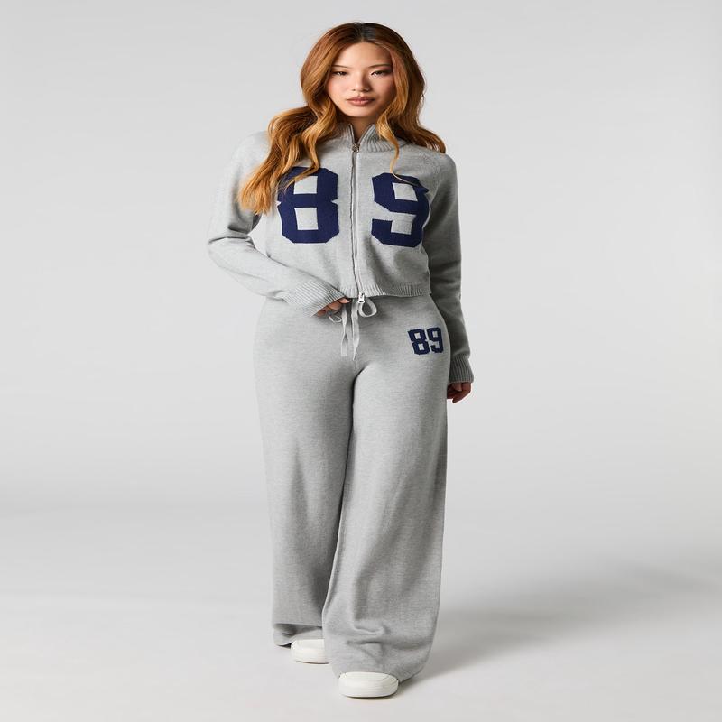 Number Jacquard Knit Pant