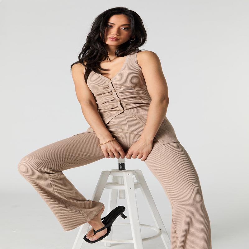 Camisole ruche et boutonne en tricot ctel