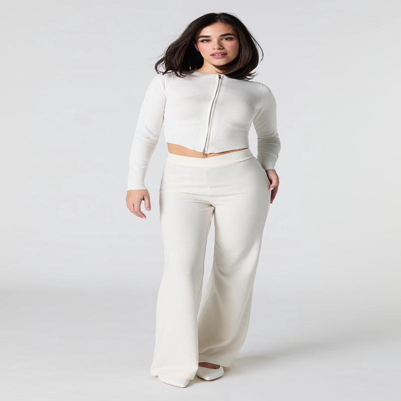 Crepe Foldover Waist Pant