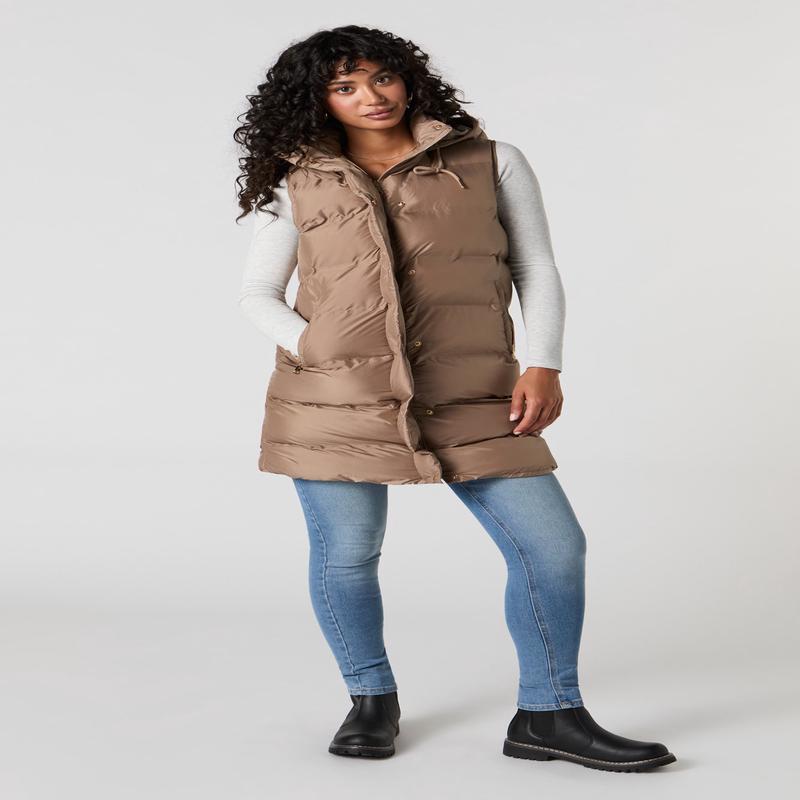 Hooded Longline Puffer Vest