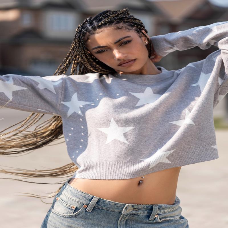 Jacquard Knit Crop Sweater