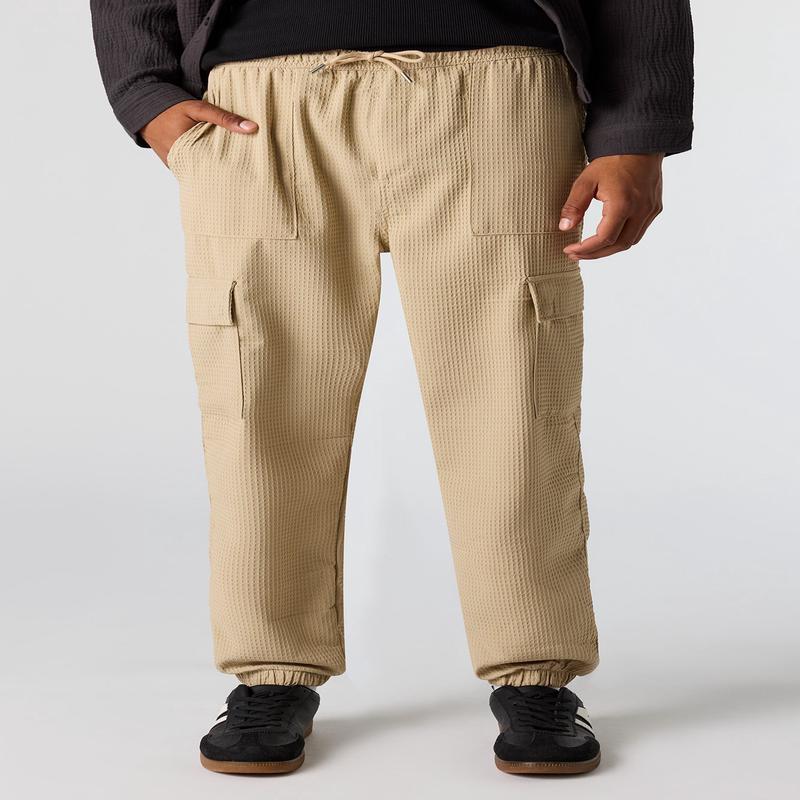 Jogger cargo en tricot gaufr