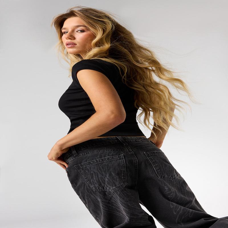 Low Rise Printed Skater Jean