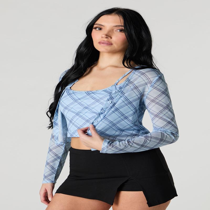 Mesh Cami & Cardigan 2 Piece Set