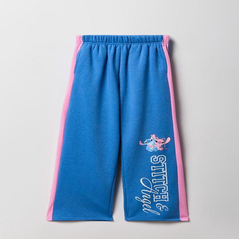 Pantalon en molleton ray  jambe large et imprim Stitch & Angel pour enfants