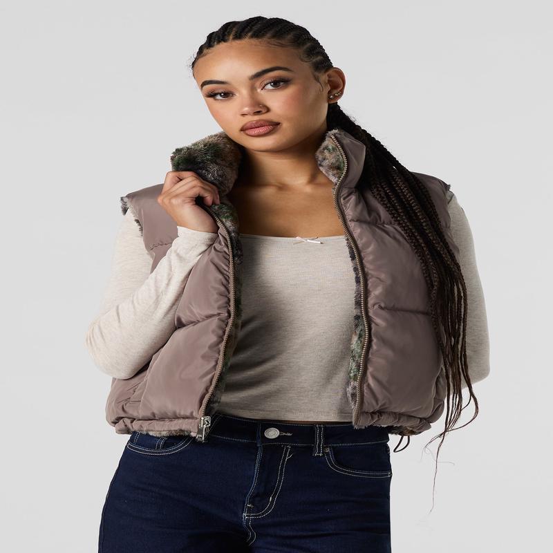 Veste bouffante rversible double de Sherpa