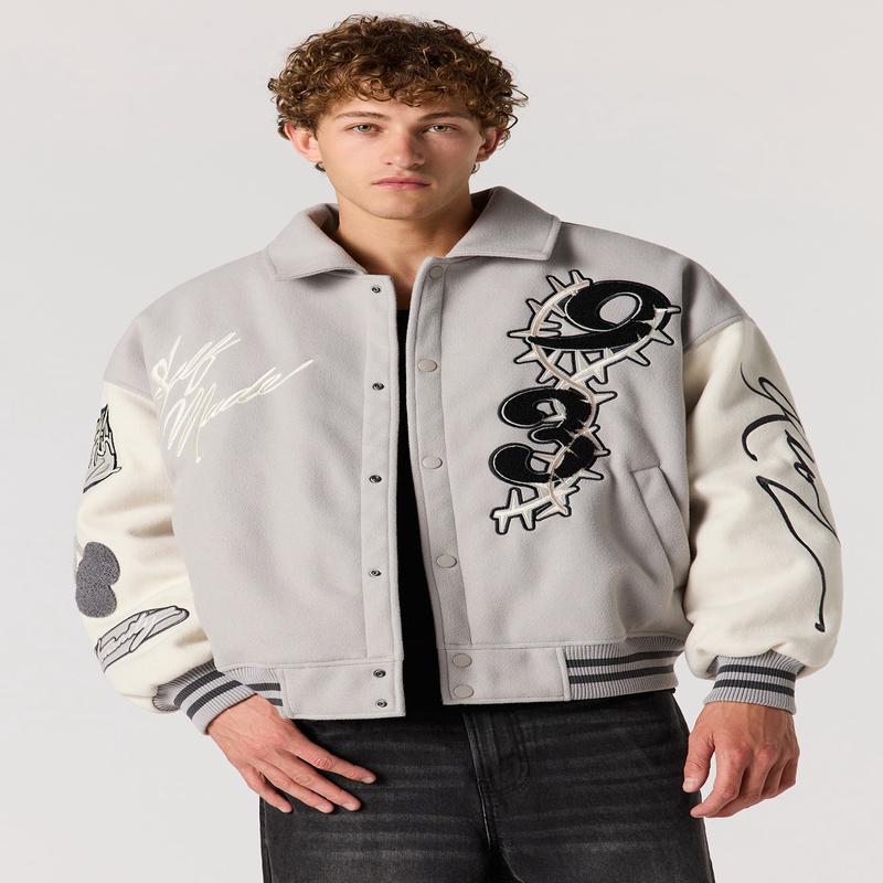 Blouson aviateur avec motif brod Self Made en chenille