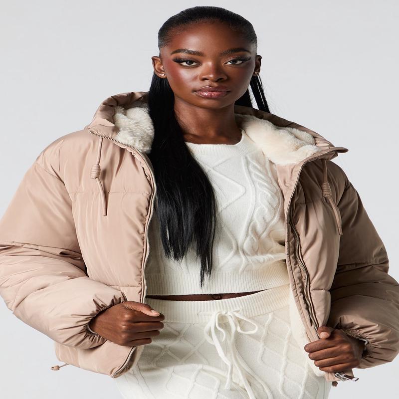 Blouson bouffant doubl de similifourrure