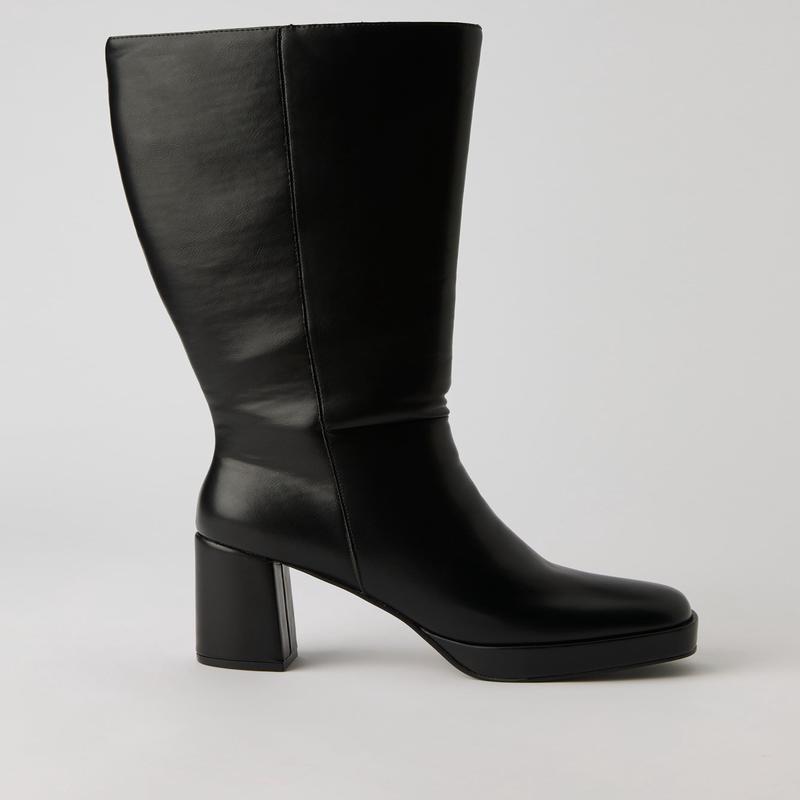 Bottes aux genoux  semelle plateforme en similicuir