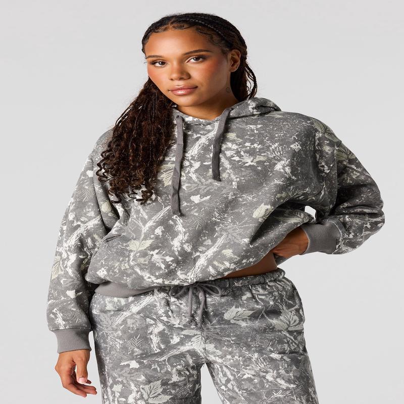 Camo Fleece Boxy Hoodie