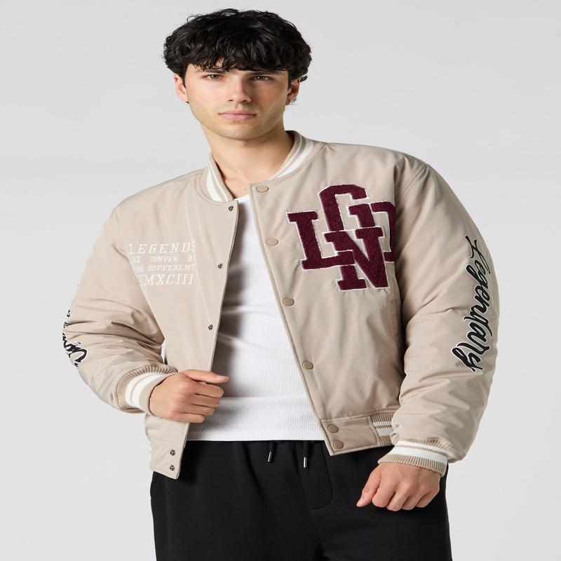 Chenille Embroidered Varsity Bomber Jacket