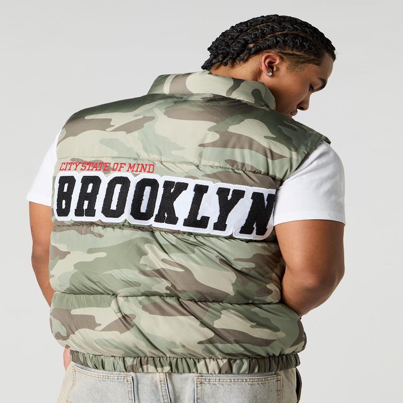 City Chenille Embroidered Puffer Vest