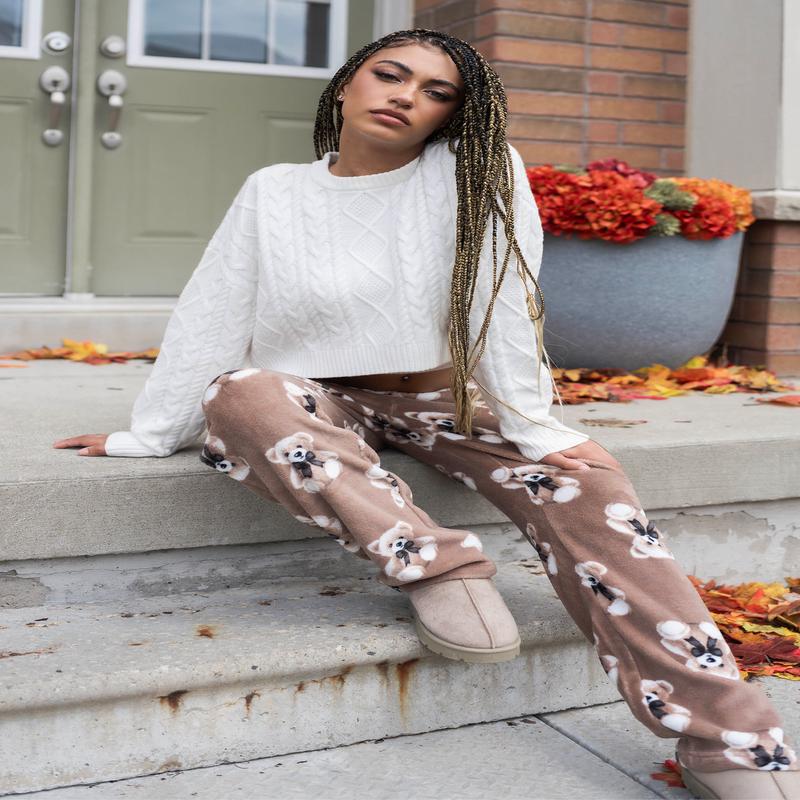 Cutesy Print Plush Pajama Pant