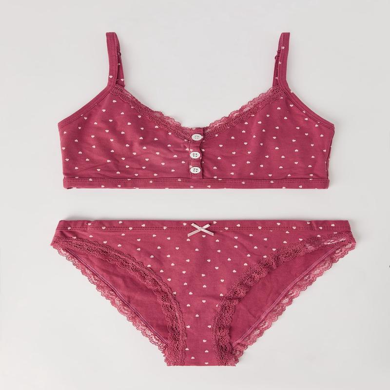 Ensemble 2 pices camisole et culotte  bordure en dentelle