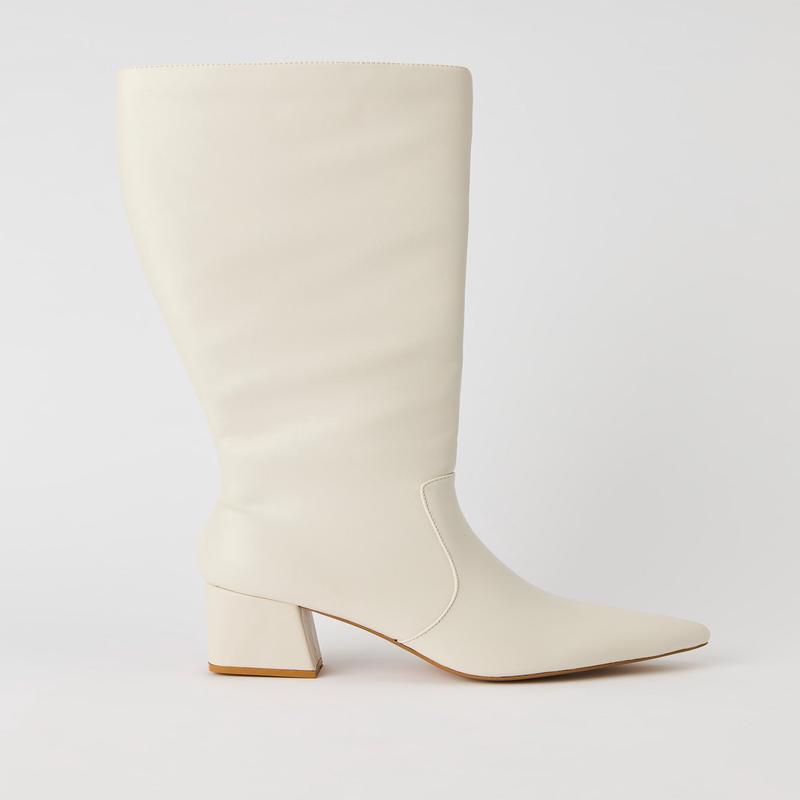Faux Leather Block Heel Boot