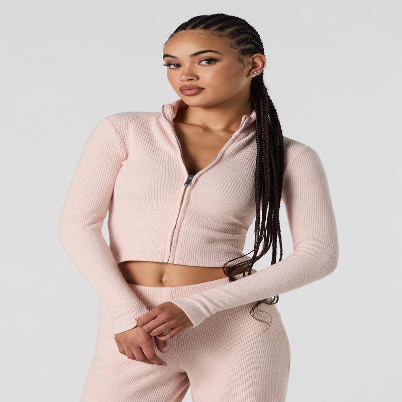 Haut en tricot ctel  manches longues avec fermeture  glissire