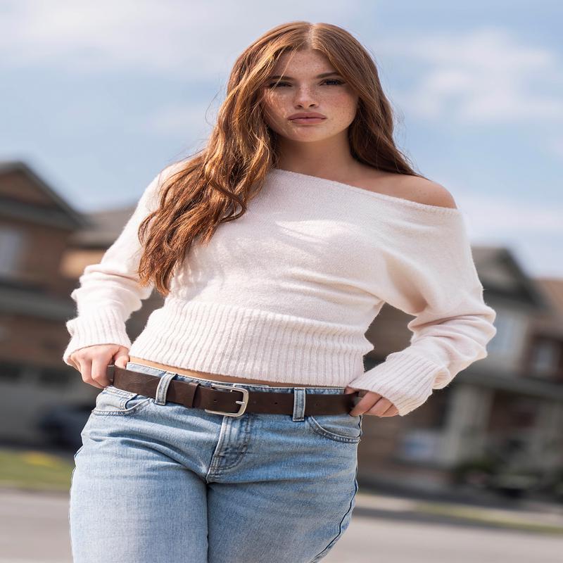 Mossy Knit Off Shoulder Sweater