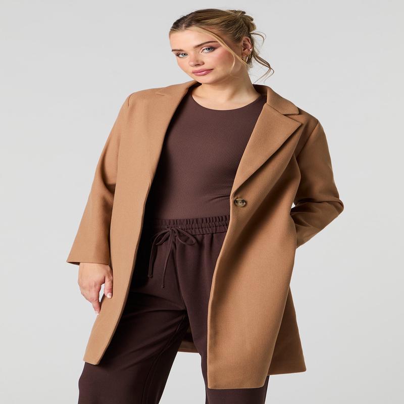 Single Button Wool Coat