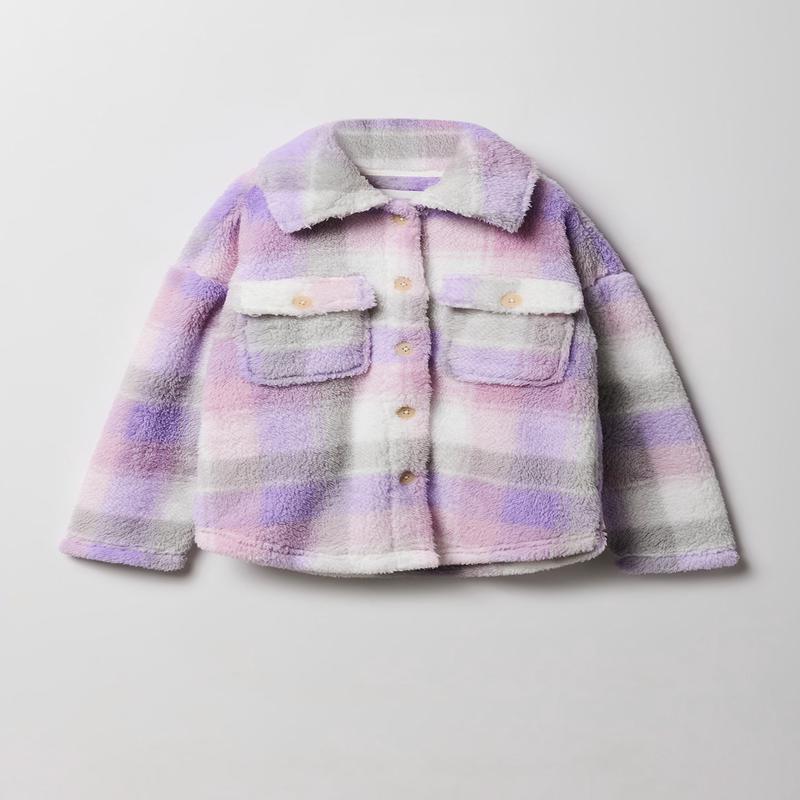 Surchemise en sherpa  carreaux pour filles