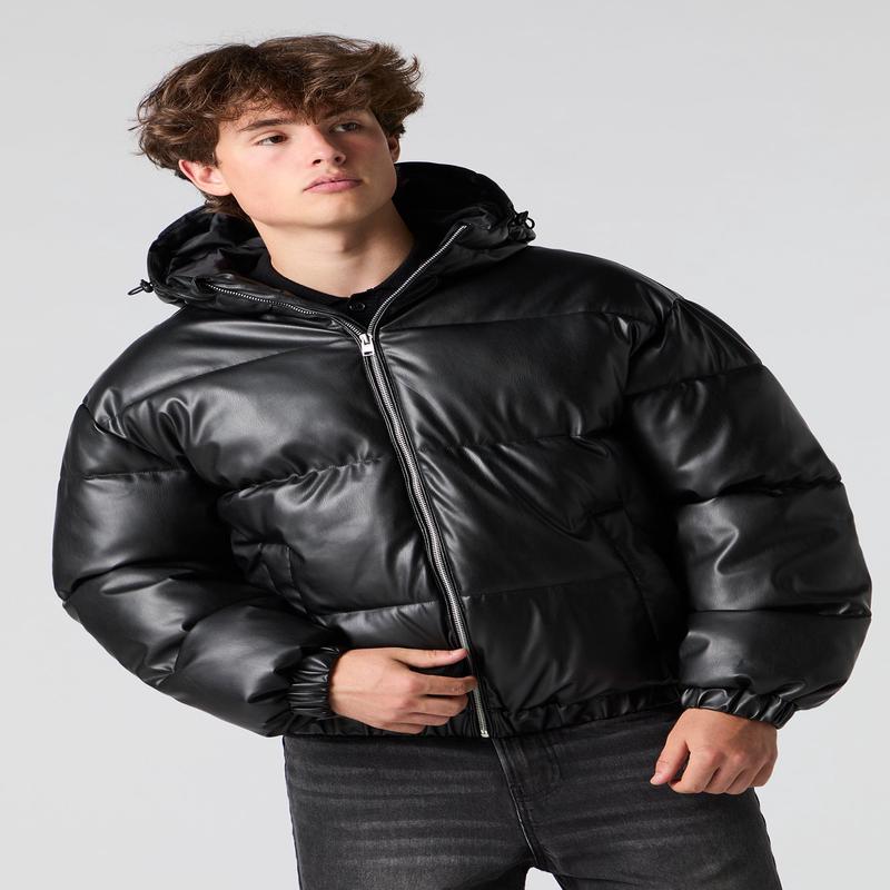 Blouson bouffant en similicuir