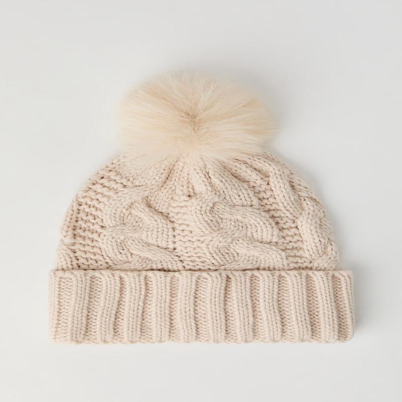 Cable Knit Pom Pom Beanie