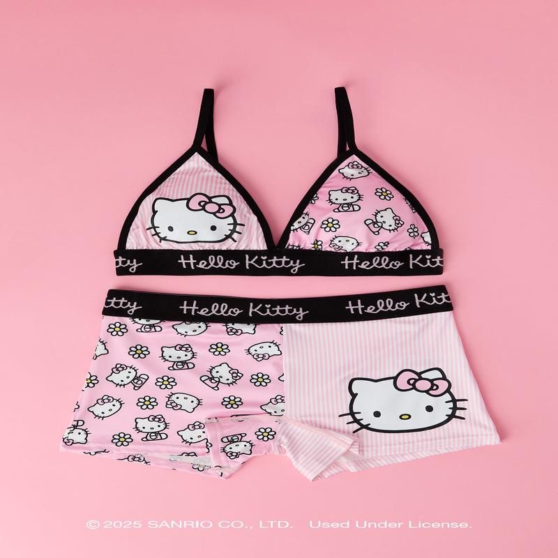 Ensemble avec soutien-gorge triangulaire et culotte garonne  imprim Hello Kitty