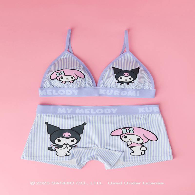 Ensemble avec soutien-gorge triangulaire et culotte garonne  imprim Kuromi & My Melody