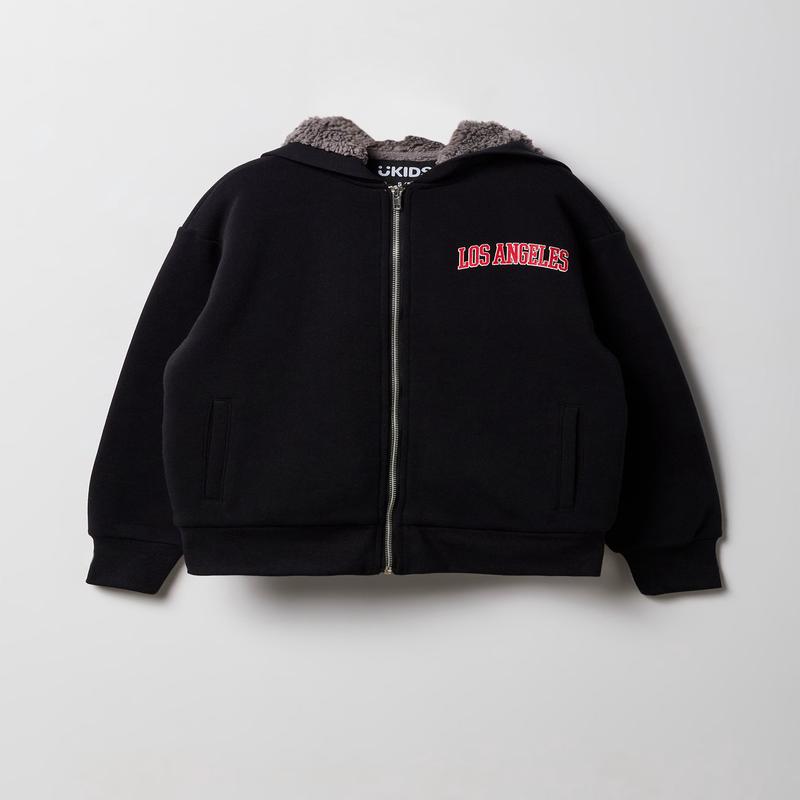 Haut  capuchon doubl de Sherpa avec fermeture  glissire pour enfant