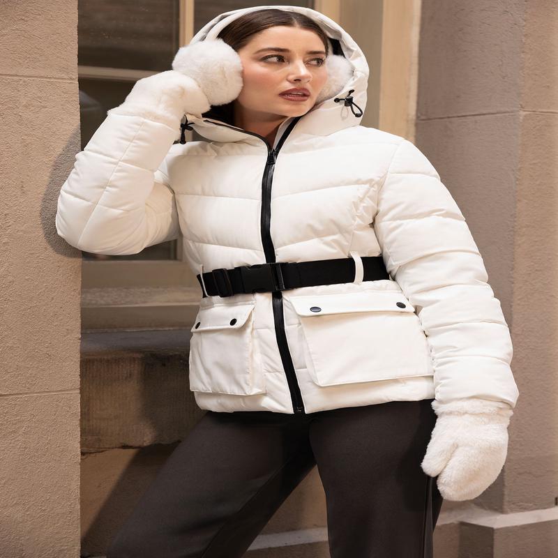 Hooded Belted Puffer Jacket