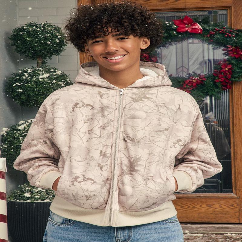 Kids Sherpa Lined Zip-Up Hoodie