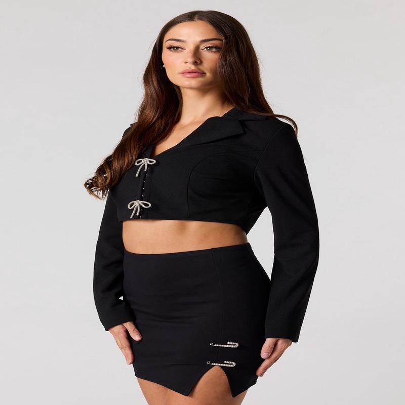 Rhinestone Paperclip Mini Skirt