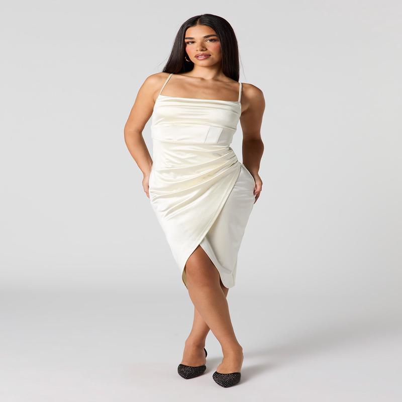 Satin Corset Midi Dress