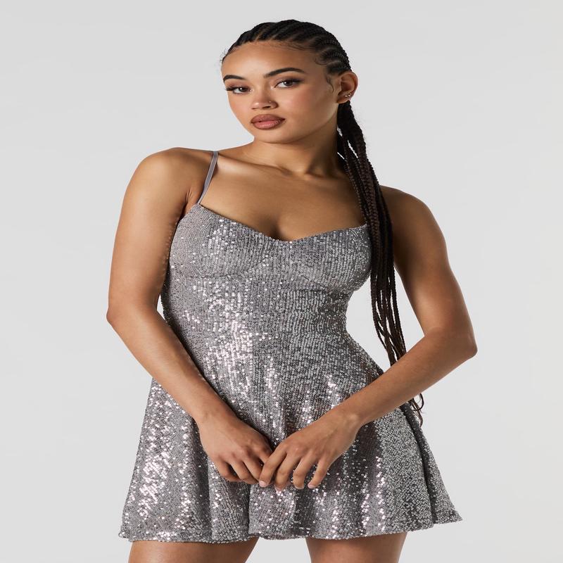 Sequin Bustier Mini Dress