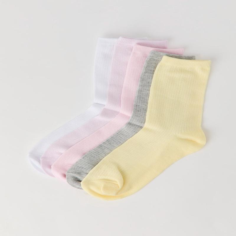 Solid Ribbed Socks (5 Pack)