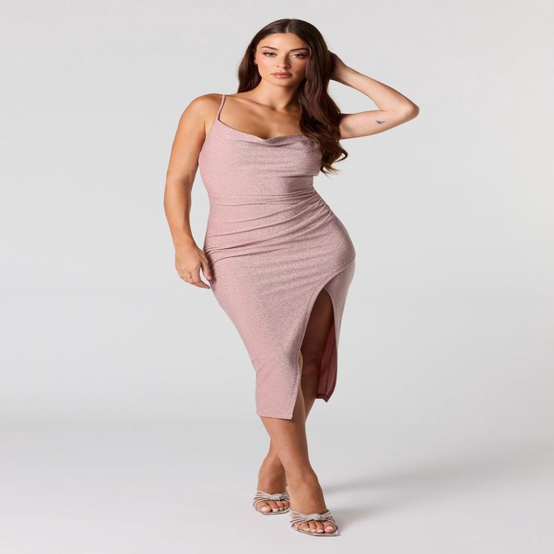 Sparkle Slit Midi Dress