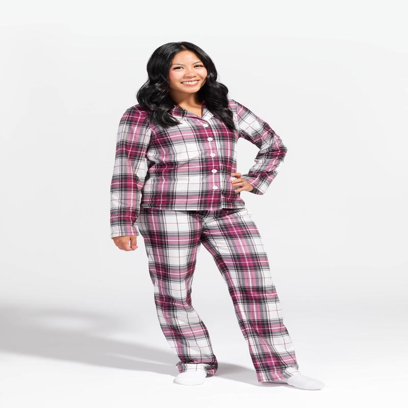 Womens Fammy Jammies Plaid Flannel Pajama Set