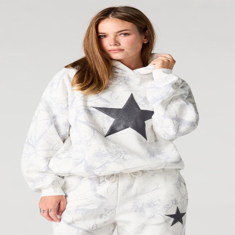 Camo Fleece Boxy Fleece Hoodie