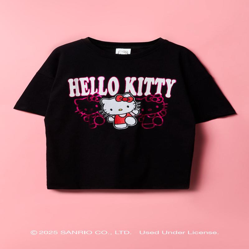 Hello Kitty Girls Embroidered Oversized T-Shirt