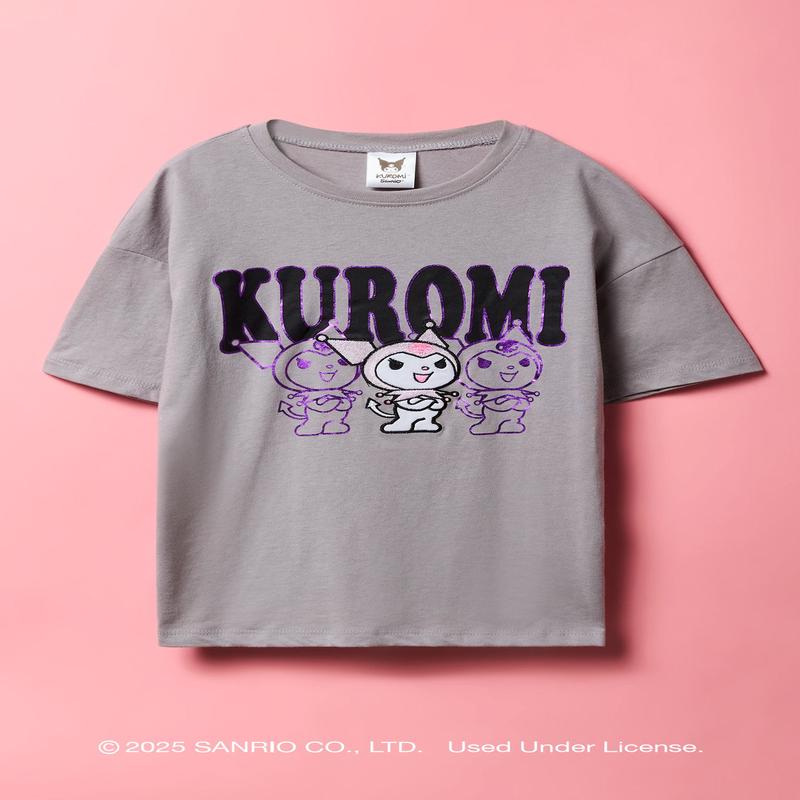 Kuromi Girls Embroidered Oversized T-Shirt