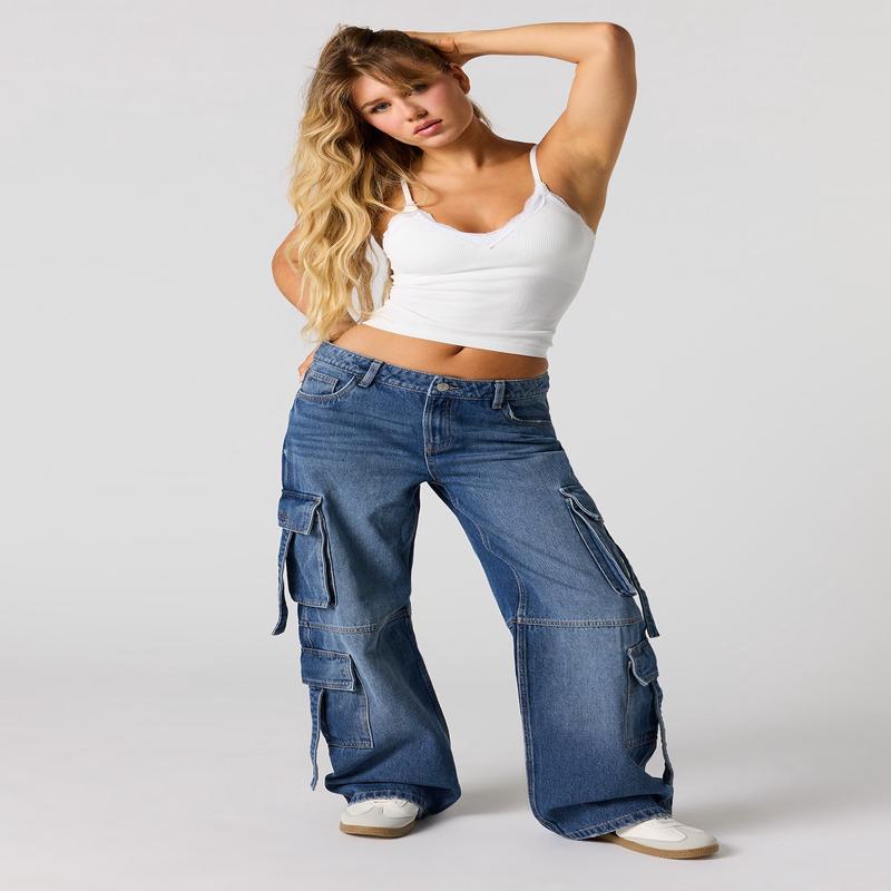 Low Rise Cargo Strap Jean
