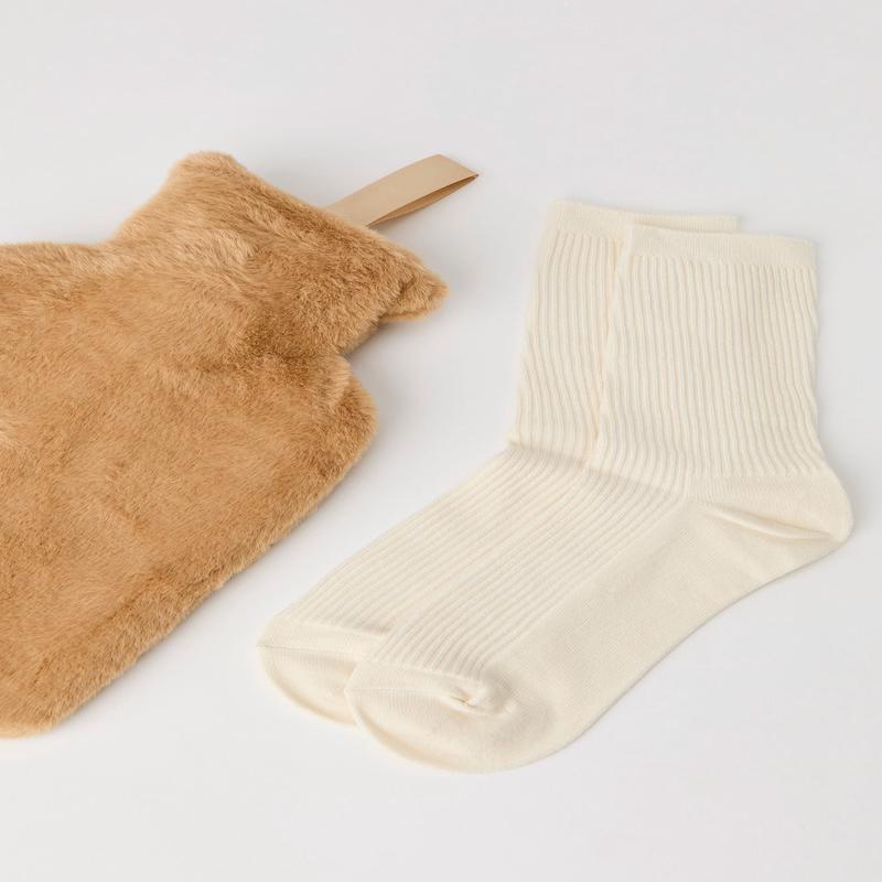 Plush Hot Water Bottle & Socks Gift Set